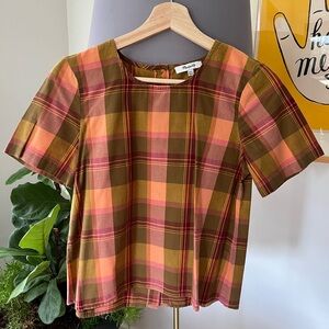 Colorful plaid Madewell top